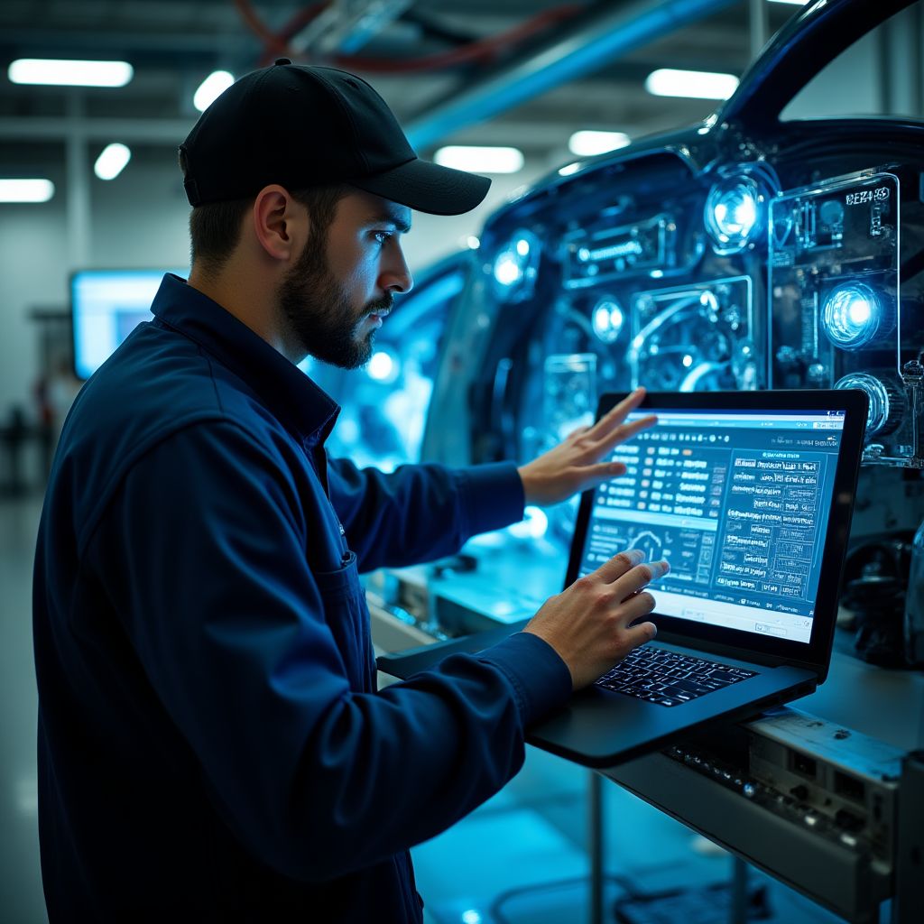 Technicien effectuant un diagnostic de précision